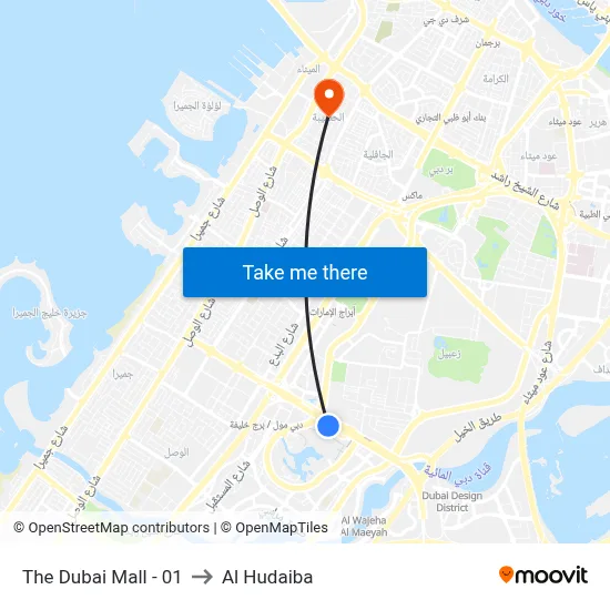 The Dubai Mall - 01 to Al Hudaiba map