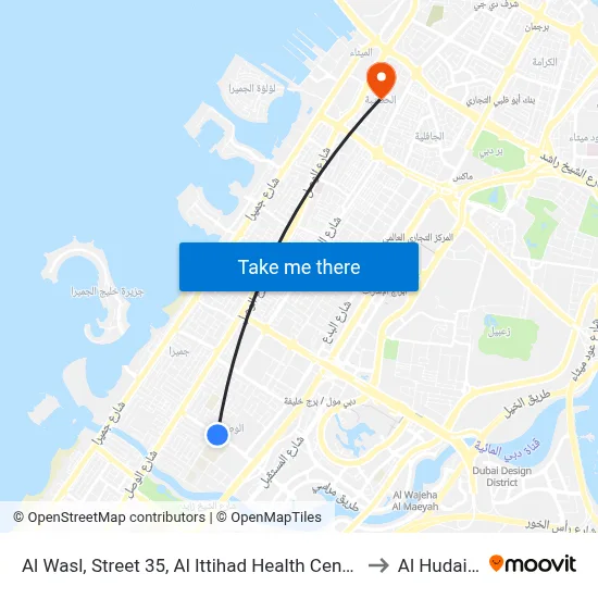 Al Wasl, Street 35,  Al Ittihad Health Center - 1 to Al Hudaiba map