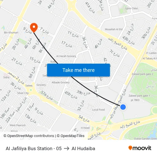 Al Jafiliya Bus Station - 05 to Al Hudaiba map
