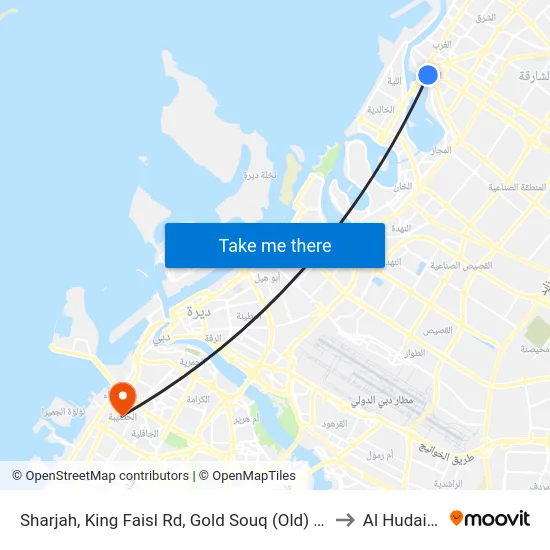 Sharjah, King Faisl Rd, Gold Souq (Old) - 01 to Al Hudaiba map