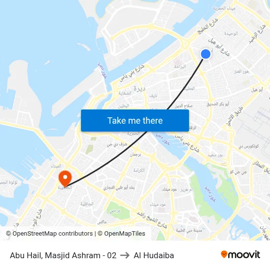 Abu Hail, Masjid Ashram - 02 to Al Hudaiba map