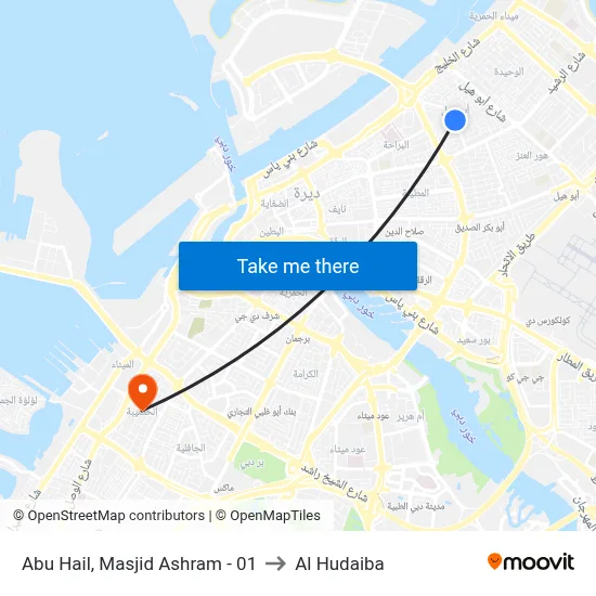 Abu Hail, Masjid Ashram - 01 to Al Hudaiba map