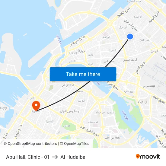 Abu Hail, Clinic - 01 to Al Hudaiba map