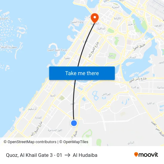 Quoz, Al Khail Gate 3 - 01 to Al Hudaiba map