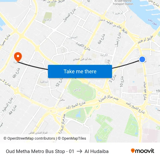 Oud Metha Metro Bus Stop - 01 to Al Hudaiba map