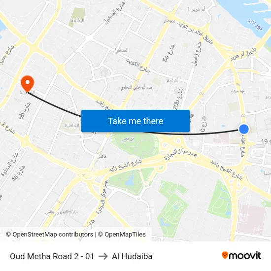 Oud Metha Road 2 - 01 to Al Hudaiba map