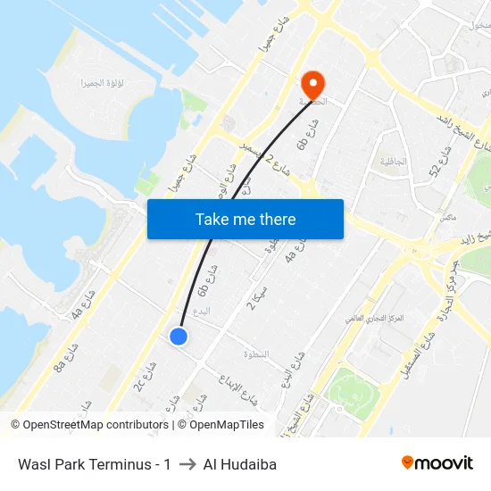 Wasl Park Terminus - 1 to Al Hudaiba map