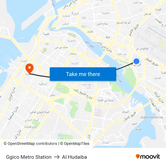 GGICO Metro Station to Al Hudaiba map