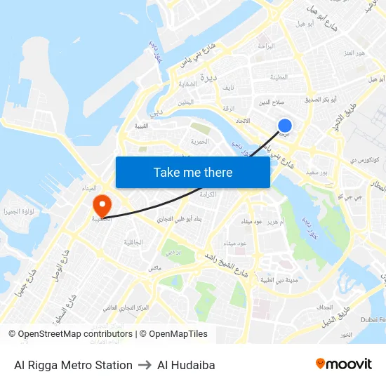 Al Rigga Metro Station to Al Hudaiba map