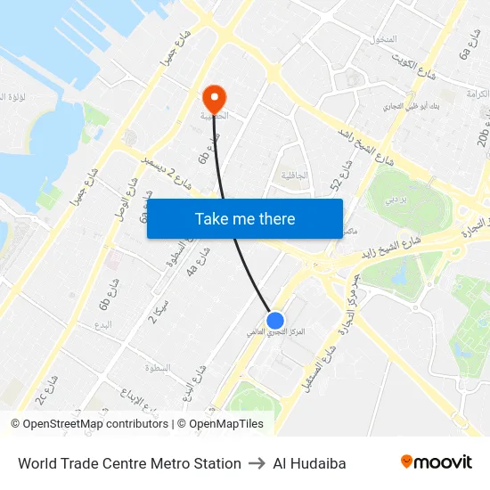 World Trade Centre Metro Station to Al Hudaiba map