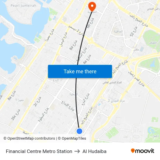 Financial Centre Metro Station to Al Hudaiba map