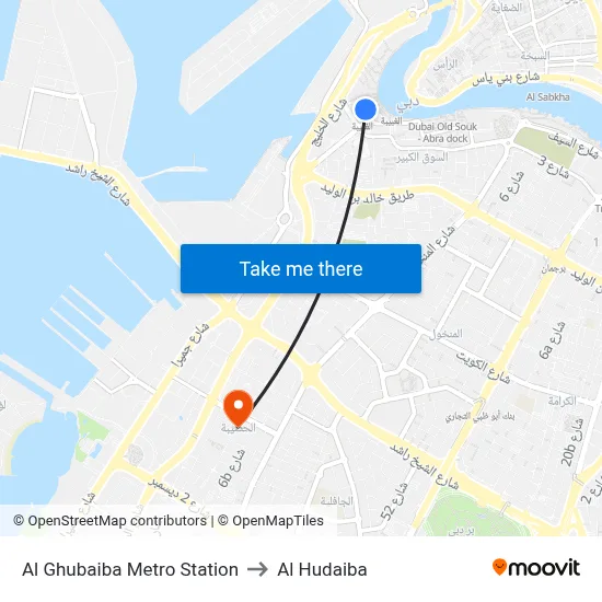 Al Ghubaiba Metro Station to Al Hudaiba map