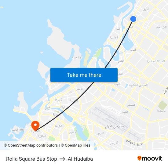 Rolla Square Bus Stop to Al Hudaiba map