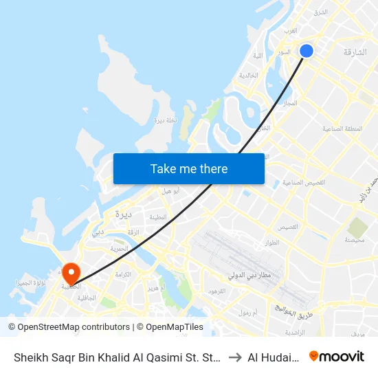Sheikh Saqr Bin Khalid Al Qasimi St. Stop to Al Hudaiba map