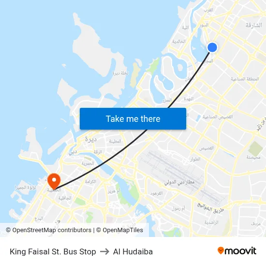 King Faisal Street Bus Stop to Al Hudaiba map