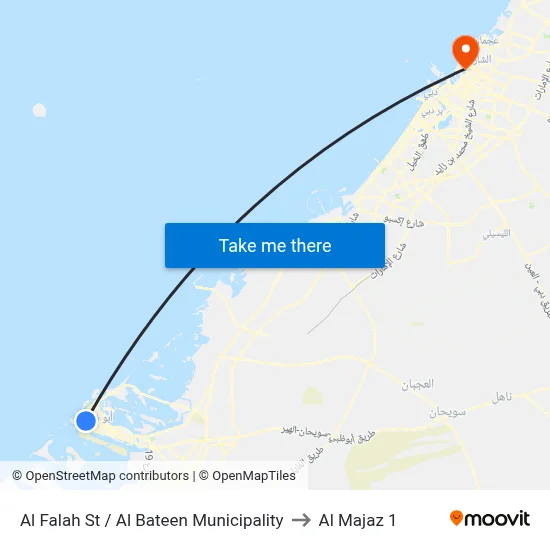 Al Falah St / Al Bateen Municipality to Al Majaz 1 map