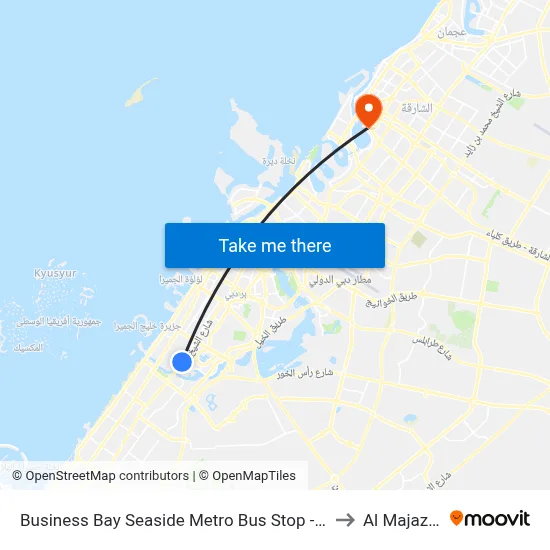 Business Bay Seaside Metro Bus Stop - 1 to Al Majaz 1 map