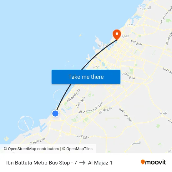 Ibn Battuta Metro Bus Stop - 7 to Al Majaz 1 map