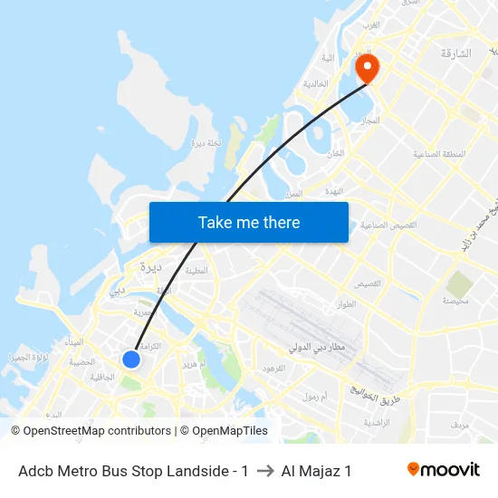 Adcb Metro Bus Stop Landside - 1 to Al Majaz 1 map