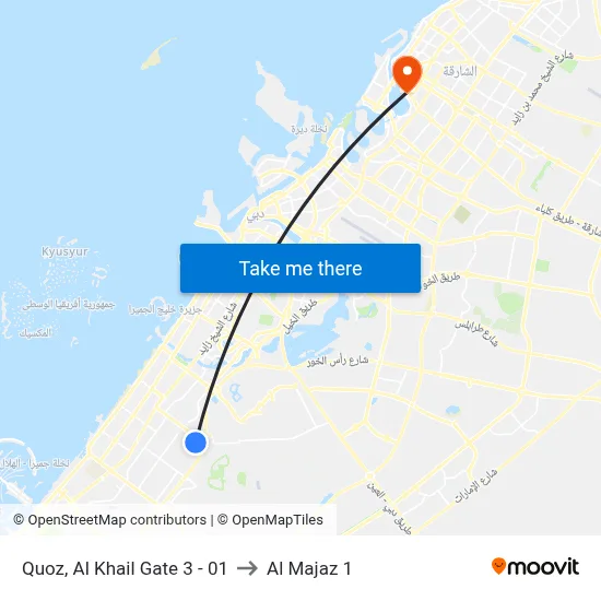 Quoz, Al Khail Gate 3 - 01 to Al Majaz 1 map