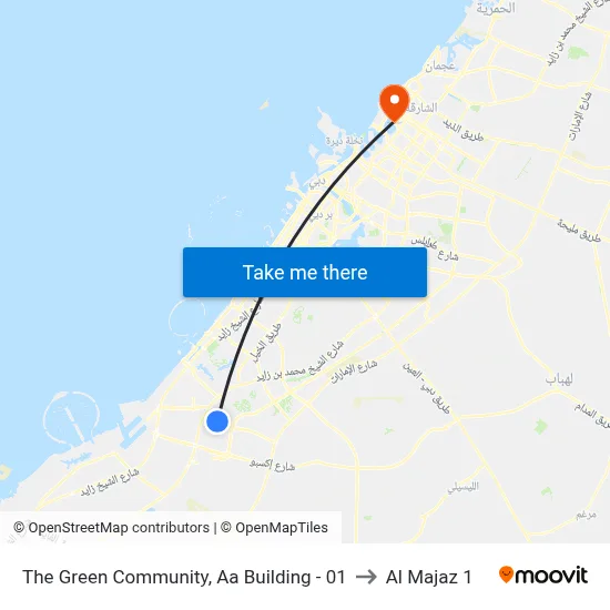 The Green Community, Aa Building - 01 to Al Majaz 1 map