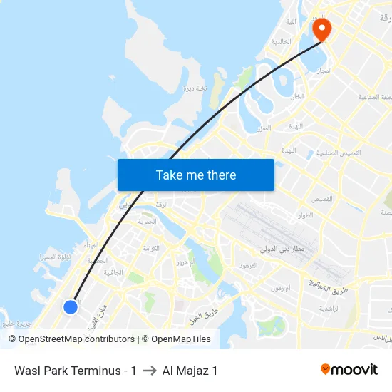 Wasl Park Terminus - 1 to Al Majaz 1 map