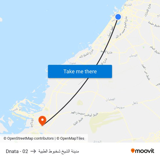 Dnata - 02 to مدينة الشيخ شخبوط الطبية map