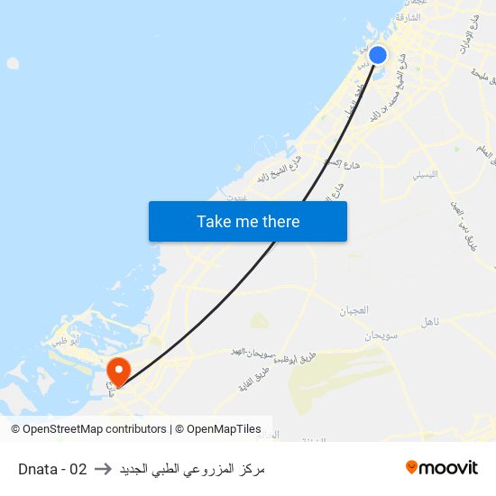 Dnata - 02 to مركز المزروعي الطبي الجديد map