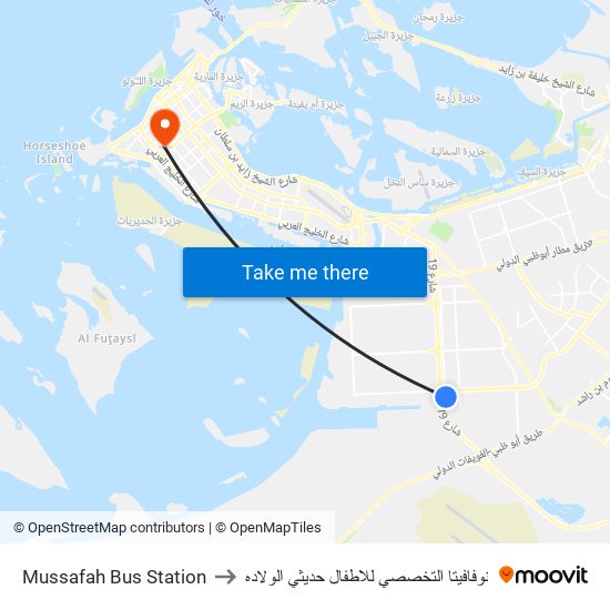 Mussafah Bus Station to نوفافيتا التخصصي للاطفال حديثي الولاده map