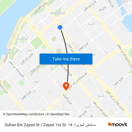 Sultan Bin Zayed St / Zayed 1st St to مستشفى الجزيرة map