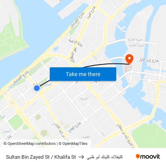 Sultan Bin Zayed St / Khalifa St to كليفلاند كلينك أبو ظبي map