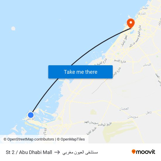 St 2 / Abu Dhabi Mall to مستشفى العيون مغربي map