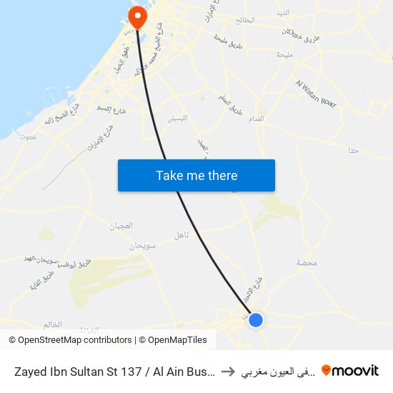 Zayed Ibn Sultan St 137 / Al Ain Bus Station to مستشفى العيون مغربي map
