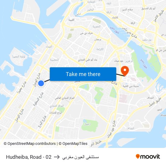 Hudheiba, Road - 02 to مستشفى العيون مغربي map