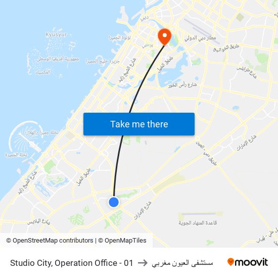 Studio City, Operation Office - 01 to مستشفى العيون مغربي map