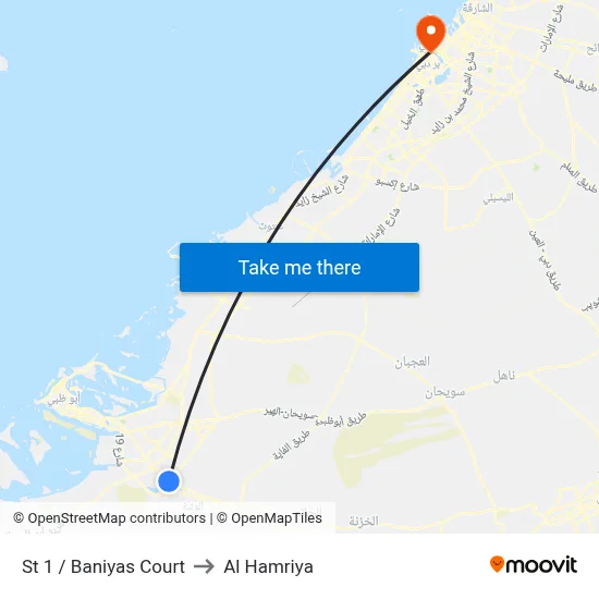 St 1 / Baniyas Court to Al Hamriya map