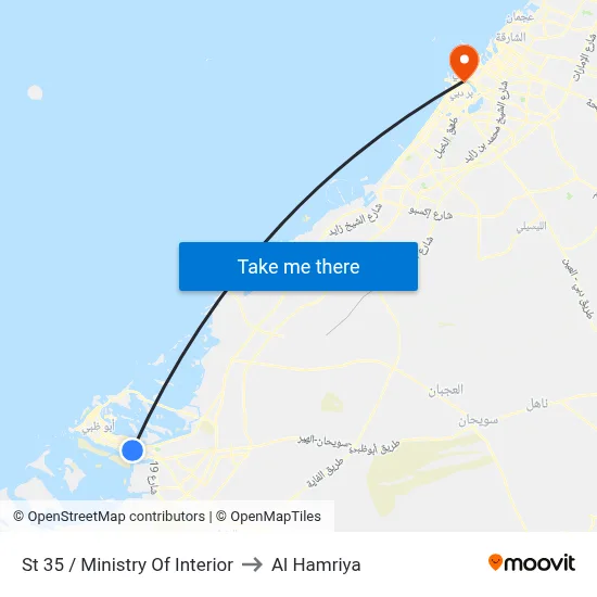 Street 35 / Ministry Of Interior to Al Hamriya map