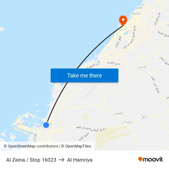 Al Zeina / Stop 16023 to Al Hamriya map