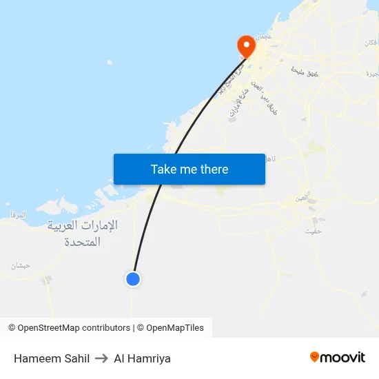 Hameem Sahil to Al Hamriya map