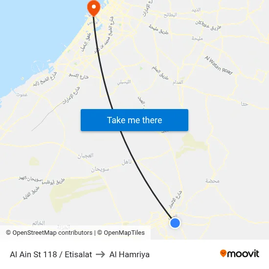 Al Ain Street 118 / Etisalat to Al Hamriya map
