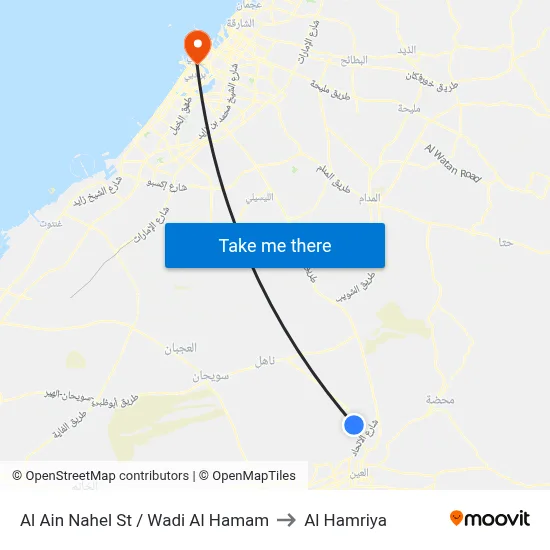 Al Ain Nahel St / Wadi Al Hamam to Al Hamriya map