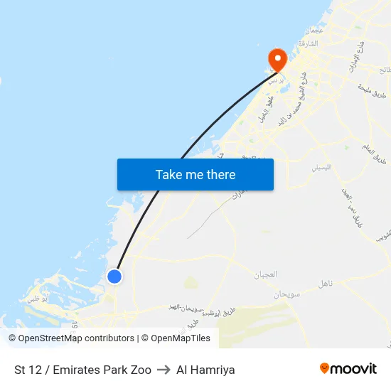 Street 12 / Emirates Park Zoo to Al Hamriya map