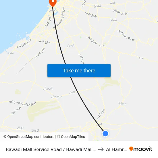 Bawadi Mall Service Road / Bawadi Mall Gate 2 to Al Hamriya map