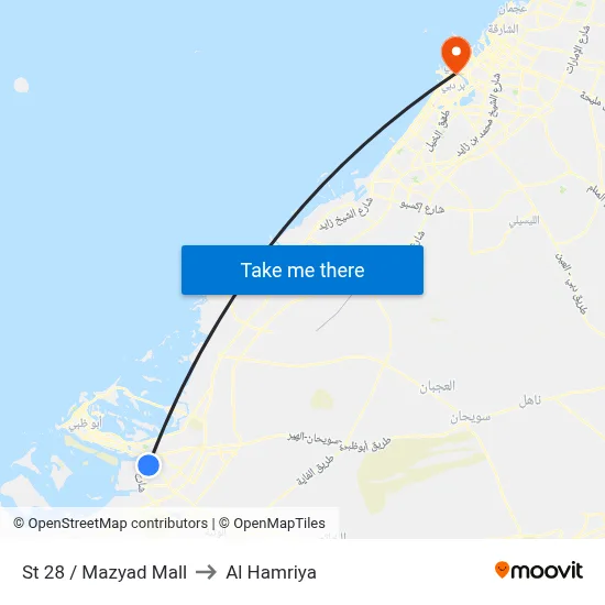 St 28 / Mazyad Mall to Al Hamriya map