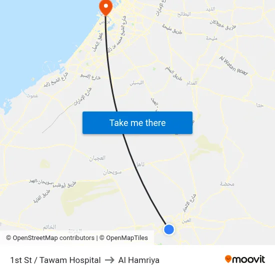 1st Street / Tawam Hospital to Al Hamriya map