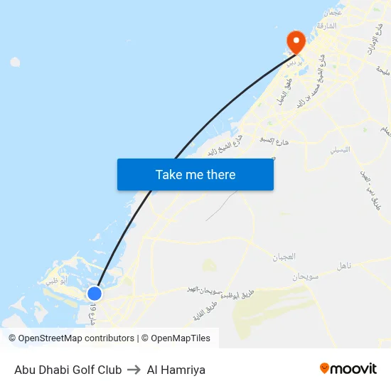 Abu Dhabi Golf Club to Al Hamriya map