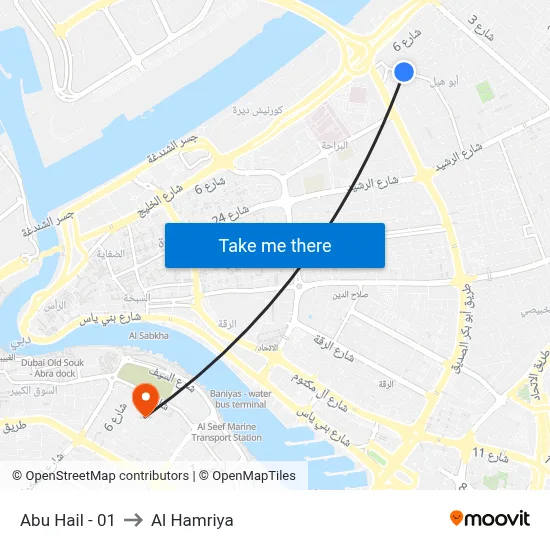 Abu Hail - 01 to Al Hamriya map