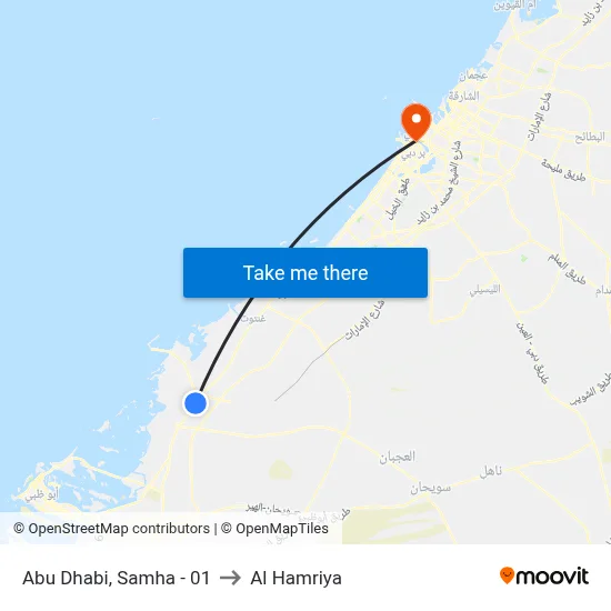 Abu Dhabi, Samha - 01 to Al Hamriya map
