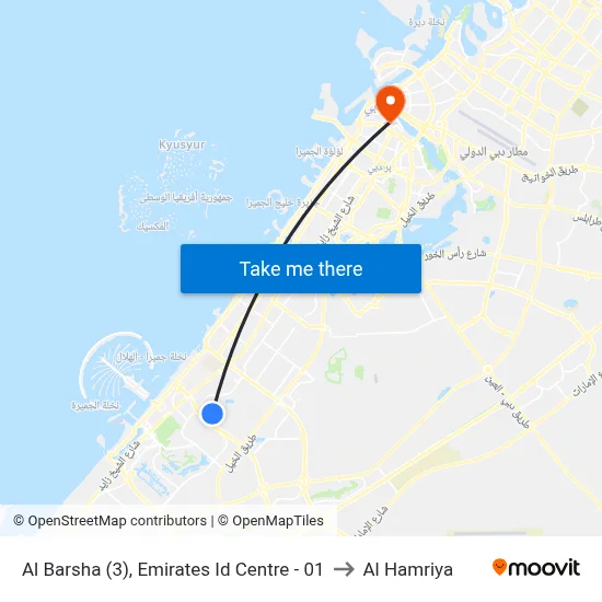 Al Barsha (3), Emirates ID Centre - 01 to Al Hamriya map