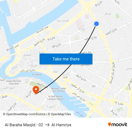Al Baraha Mosque - 02 to Al Hamriya map